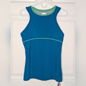 Under Armour Women's Heat Gear Tank Top Size Large Aqua Blue Built In Bra NWT